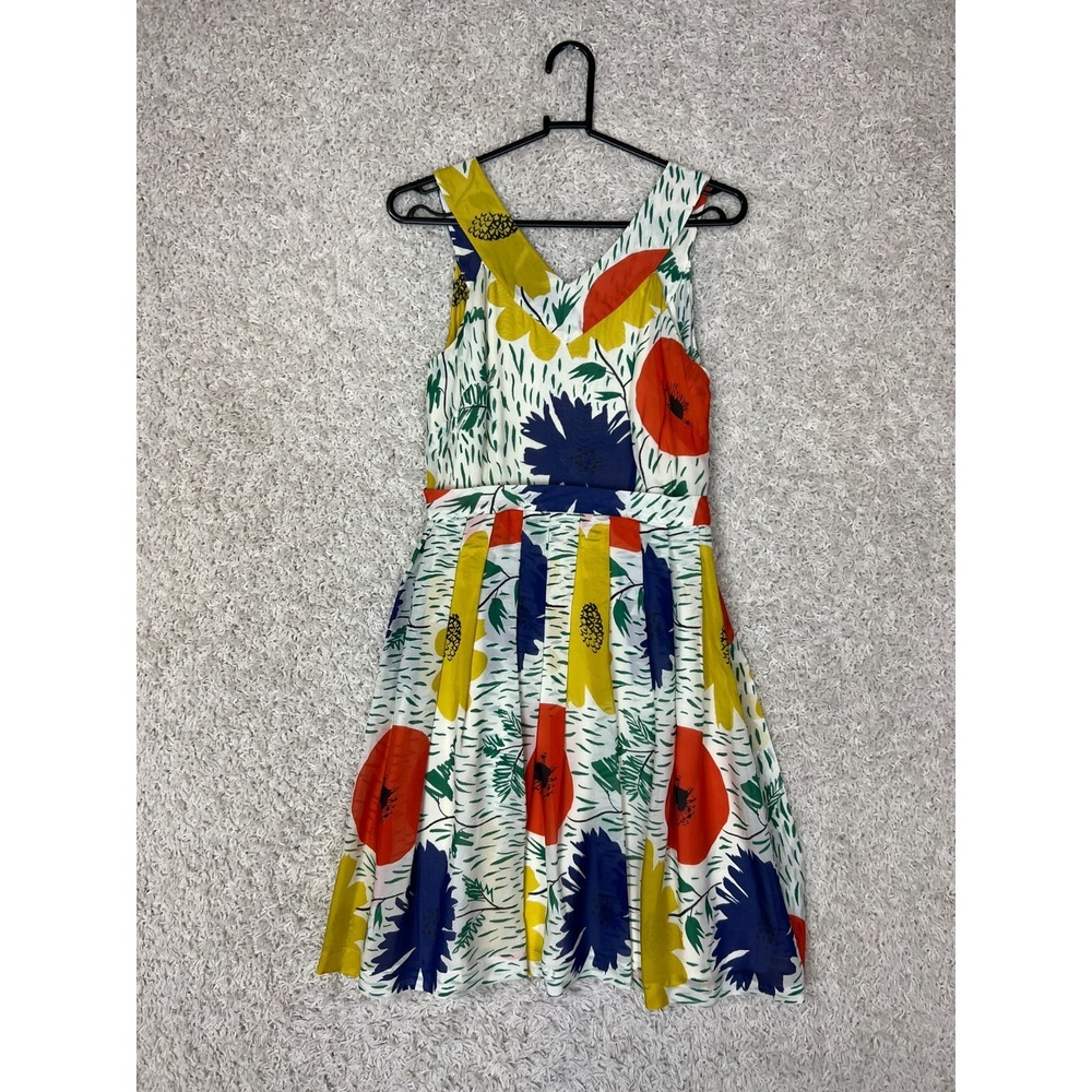 Girls From Savoy Anthropologie Silk Dress Womens Sz 0 Primary Blooms Floral